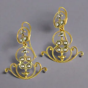 Antique Gold Cut Steel Victorian Earrings