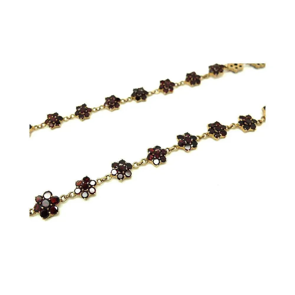 Antique Victorian Flat Cut Garnet Necklace