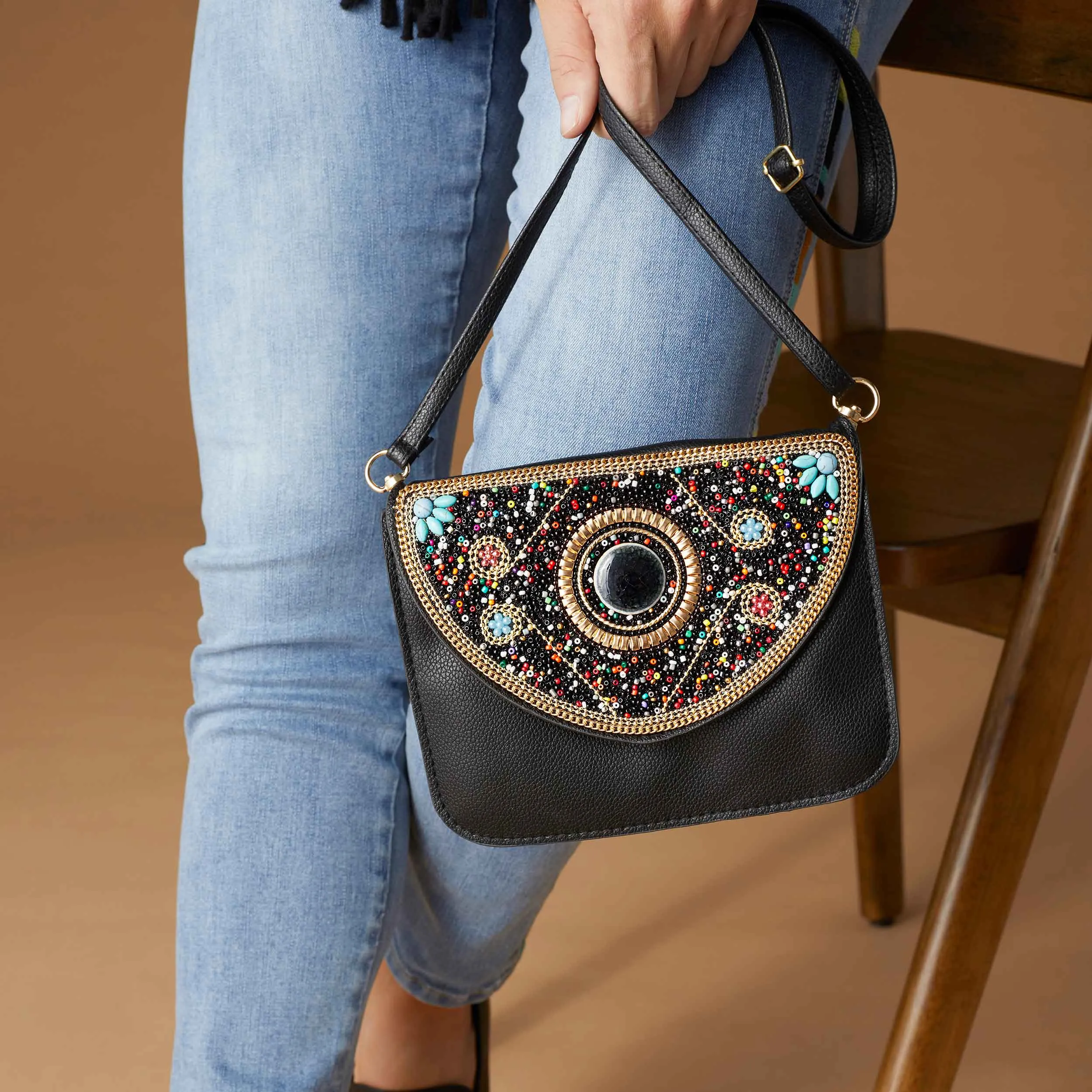 Artisan Beaded Split Pocket Crossbody - Cellestial Burst