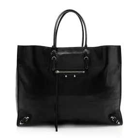 Balenciaga Calfskin Papier A4 Zip Around Large Tote (SHF-21607)