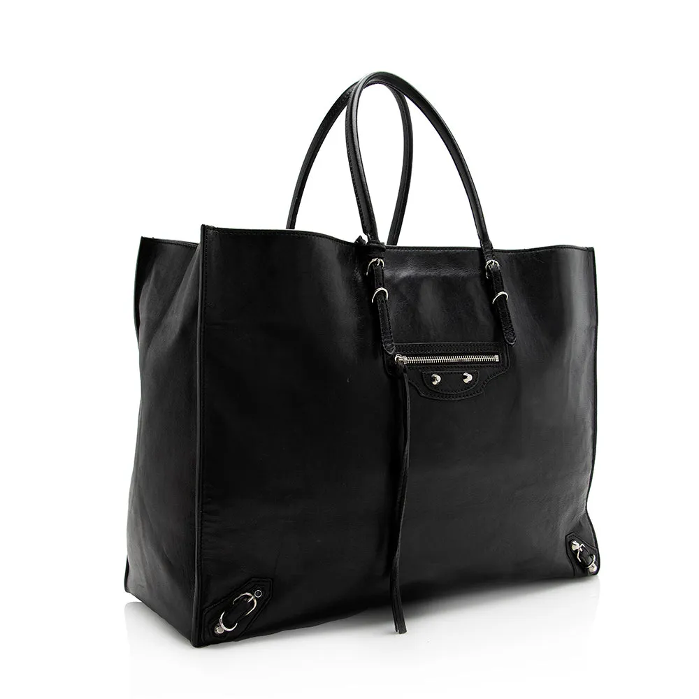 Balenciaga Calfskin Papier A4 Zip Around Large Tote (SHF-21607)