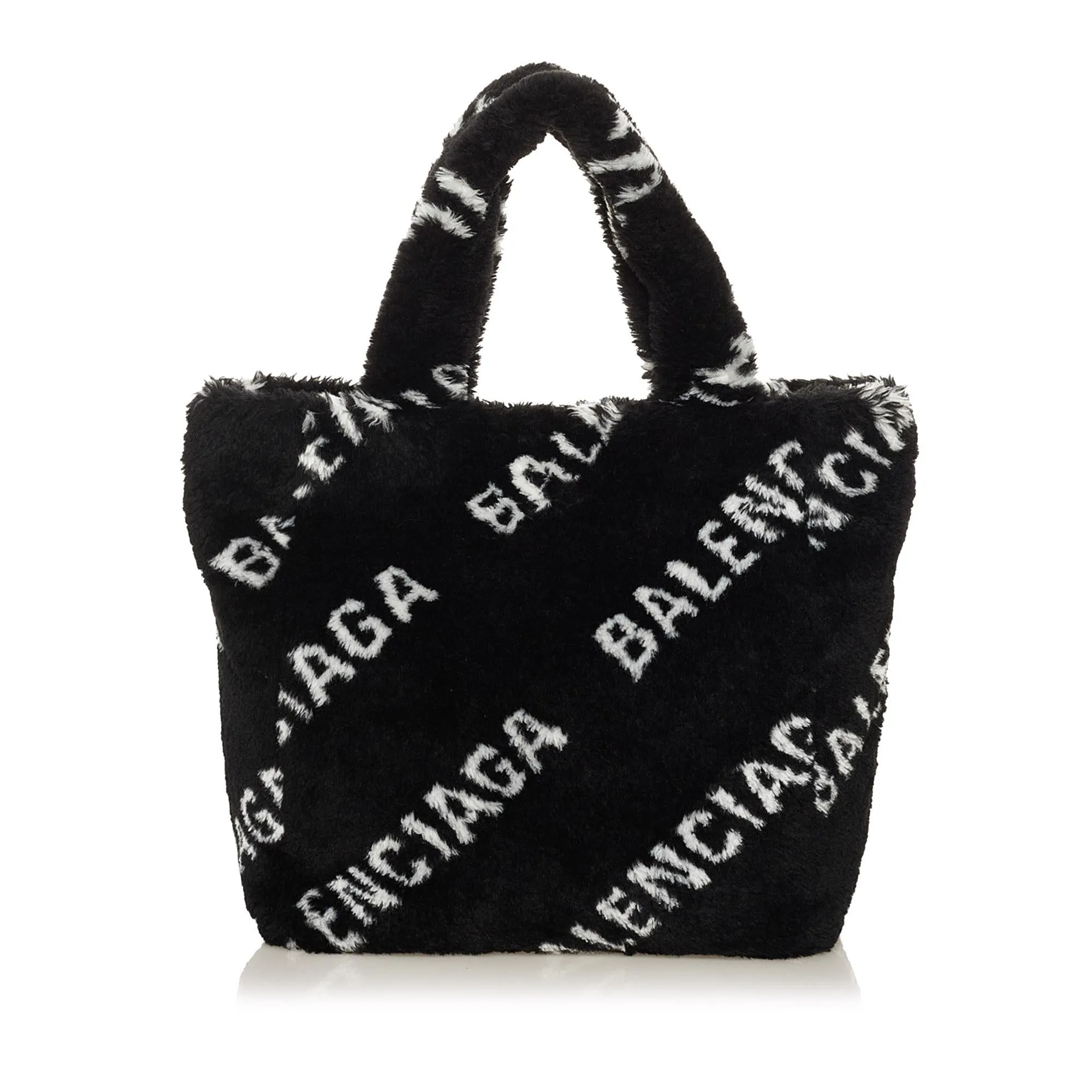 Balenciaga Logo Faux Fur Everyday XS Tote (SHG-UoEl2c)