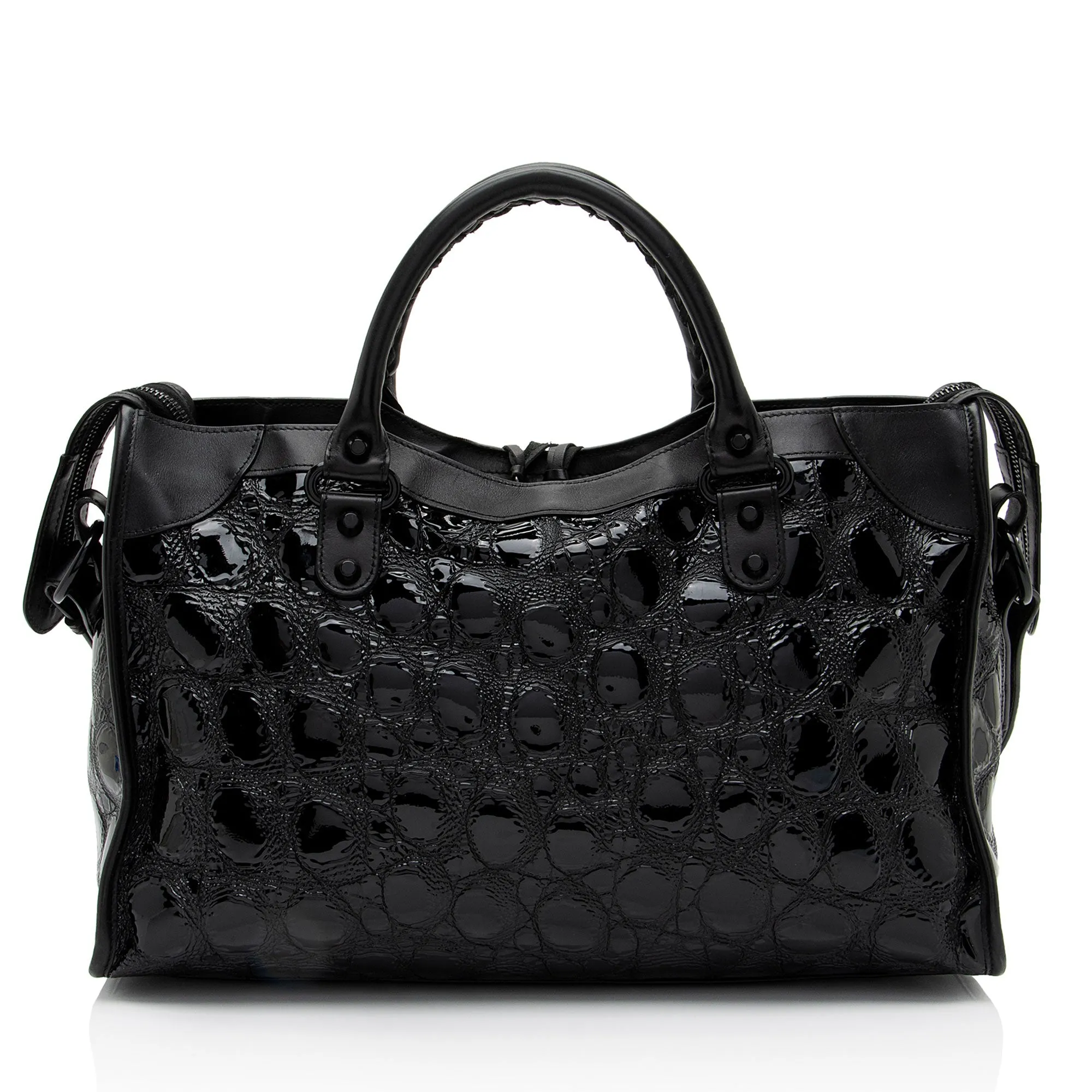 Balenciaga Patent Embossed Leather Classic City Satchel (SHF-RmwiHx)