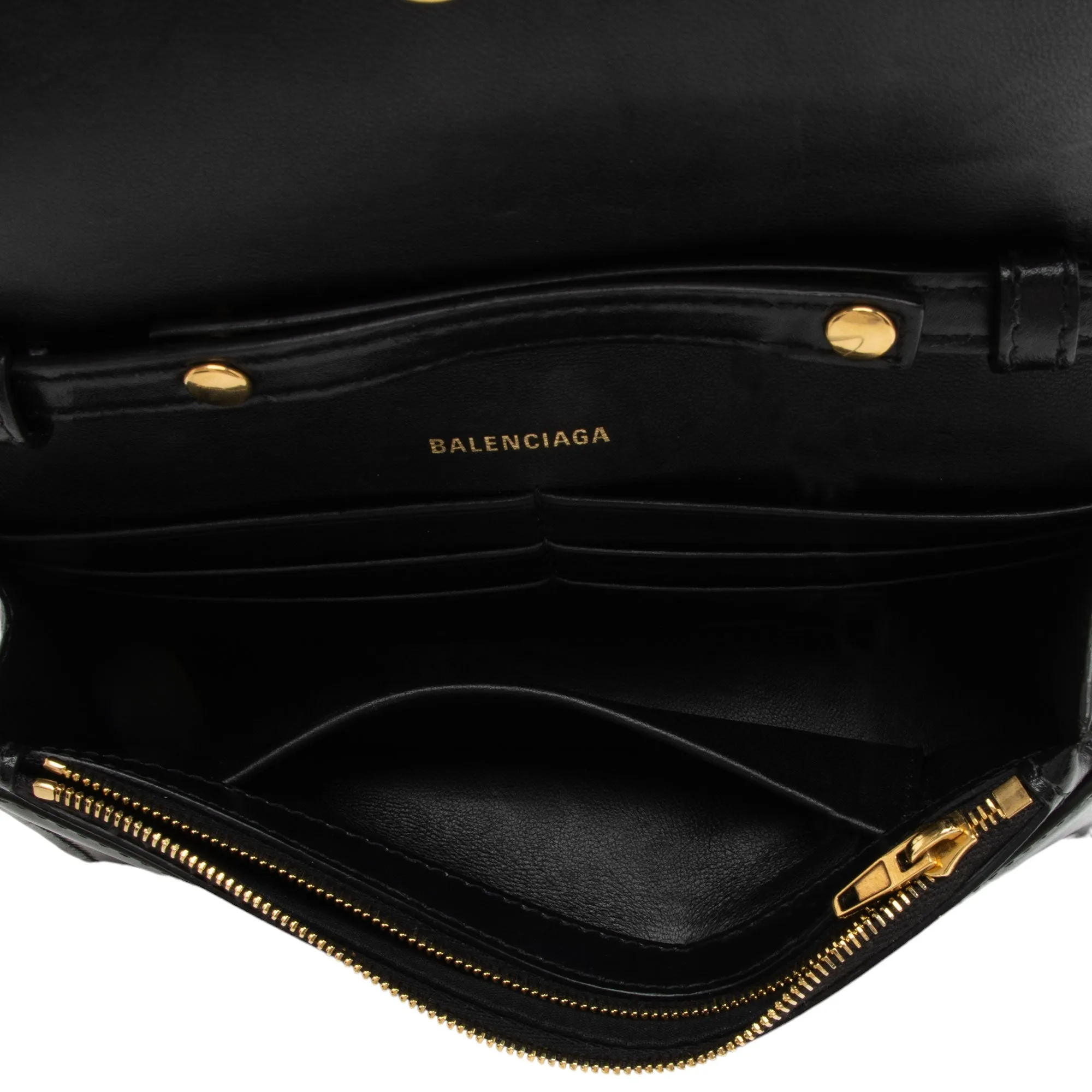 Balenciaga Shiny Calfskin Hourglass Wallet on Chain Bag