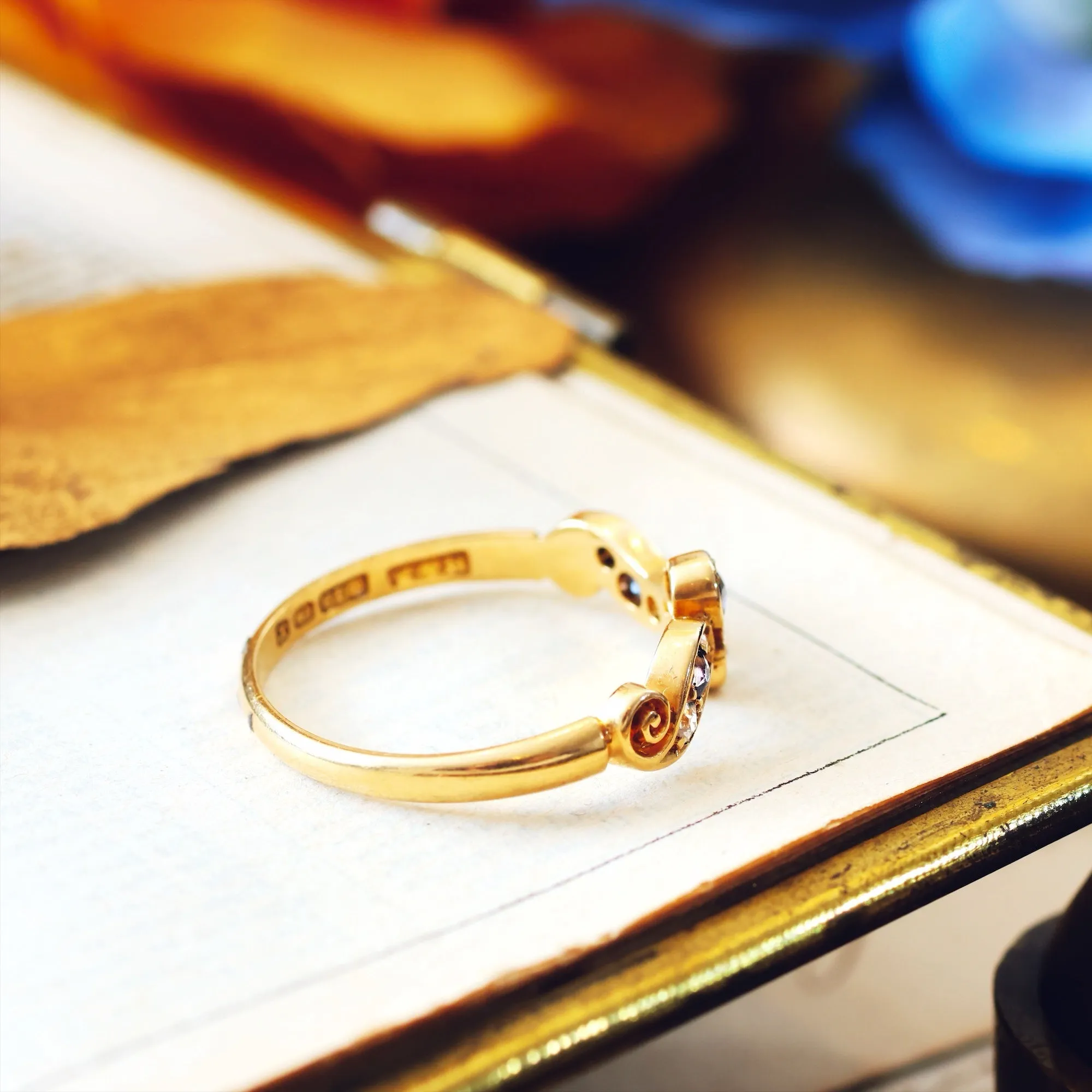 Beautiful Antique Date 1897 Sapphire & Diamond Ring