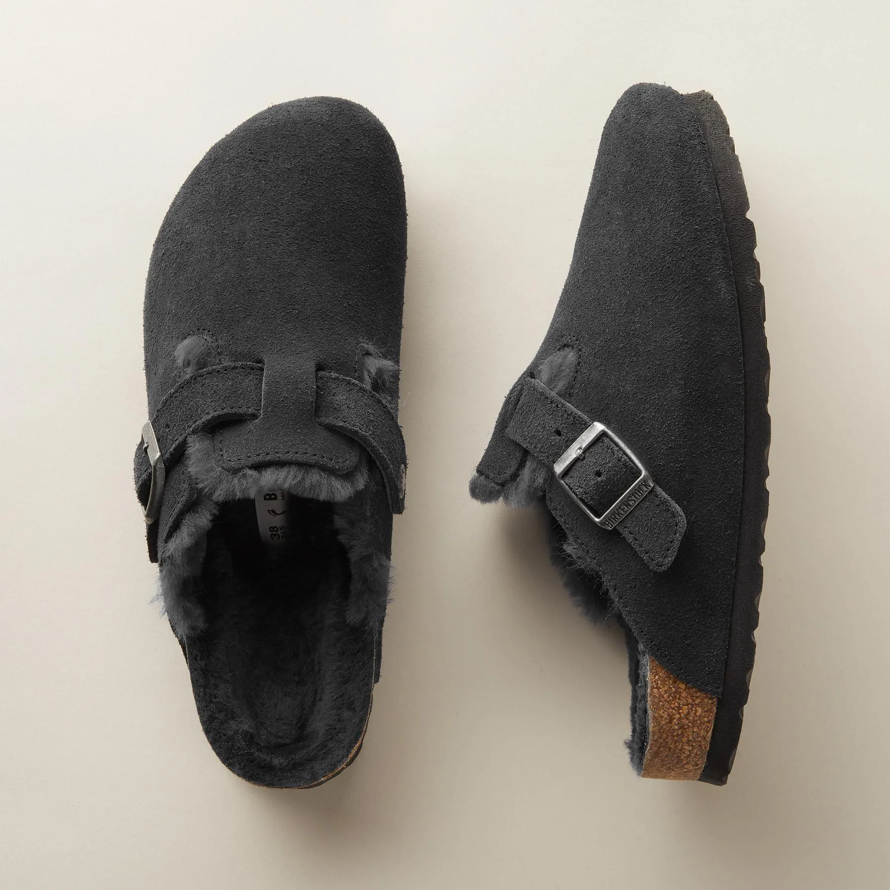 Boston Shearling Suede Mules