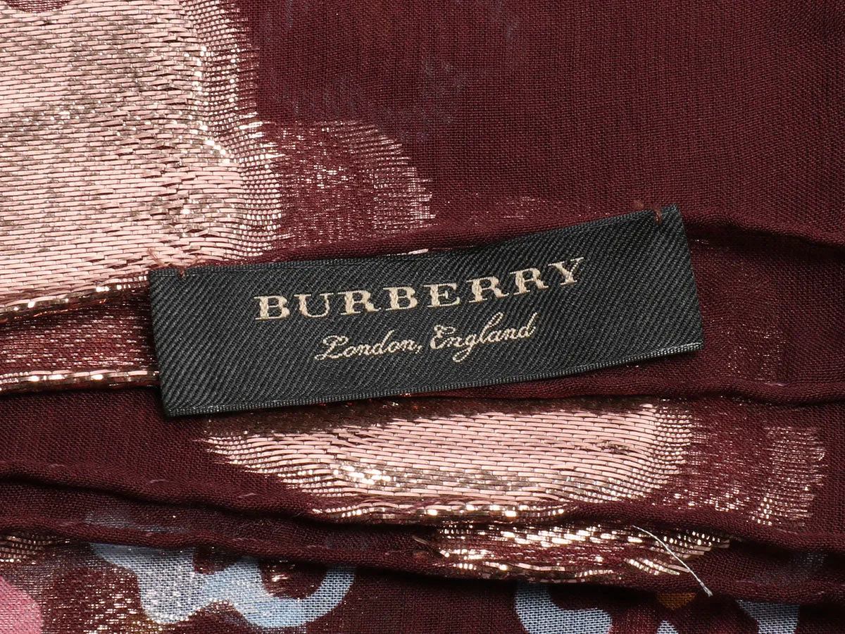 Burberry Floral Metallic Square Scarf