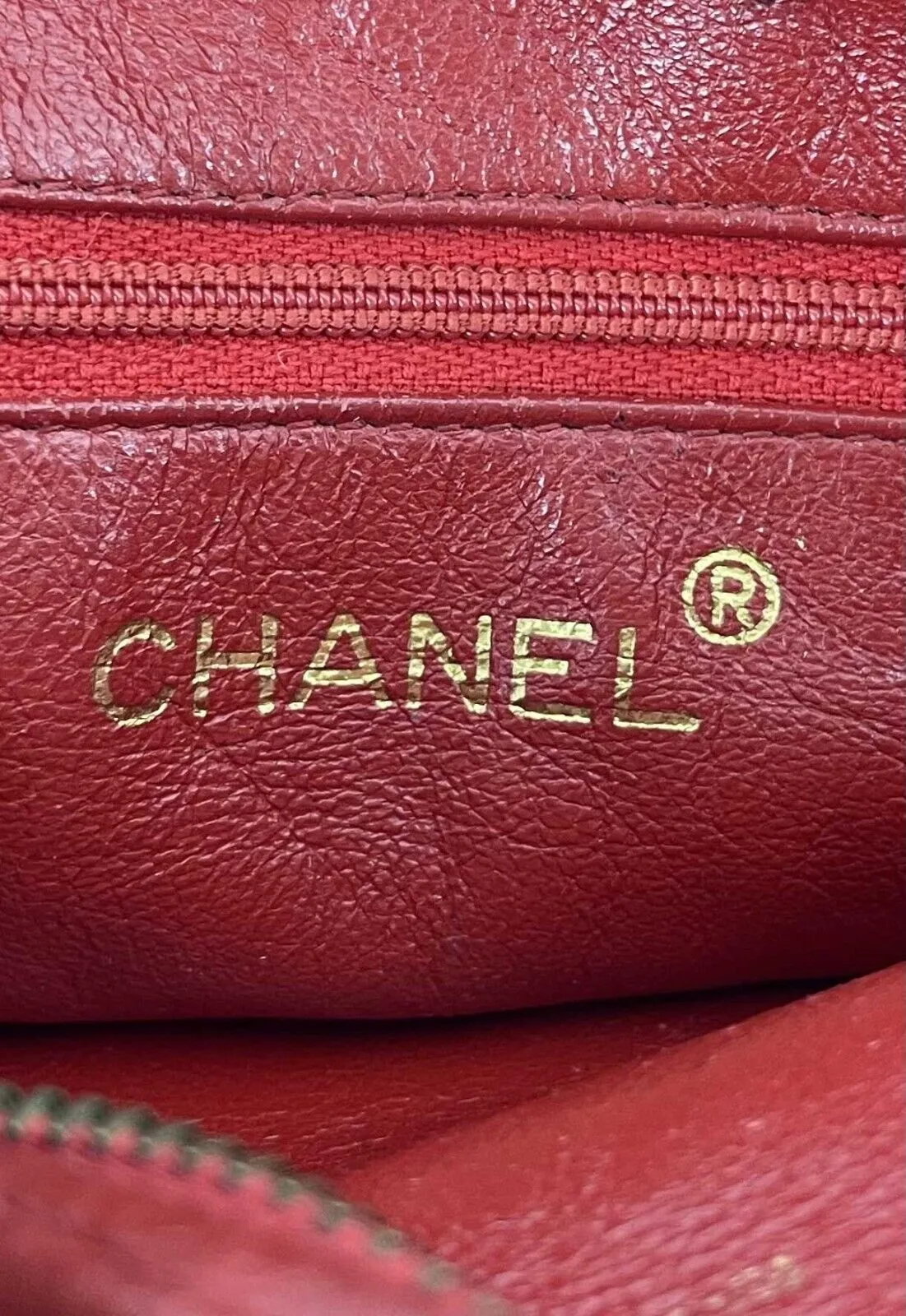 CHANEL - Vintage CC Red Lambskin Gold Chain Tassel Camera Bag Crossbody