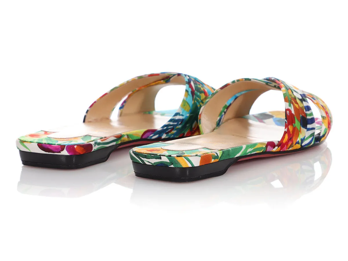 Christian Louboutin Floral Crepe Nicol Is Back Sandals