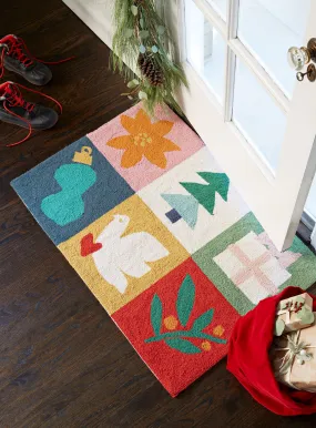 Christmas Icons Hand-Hooked Rug