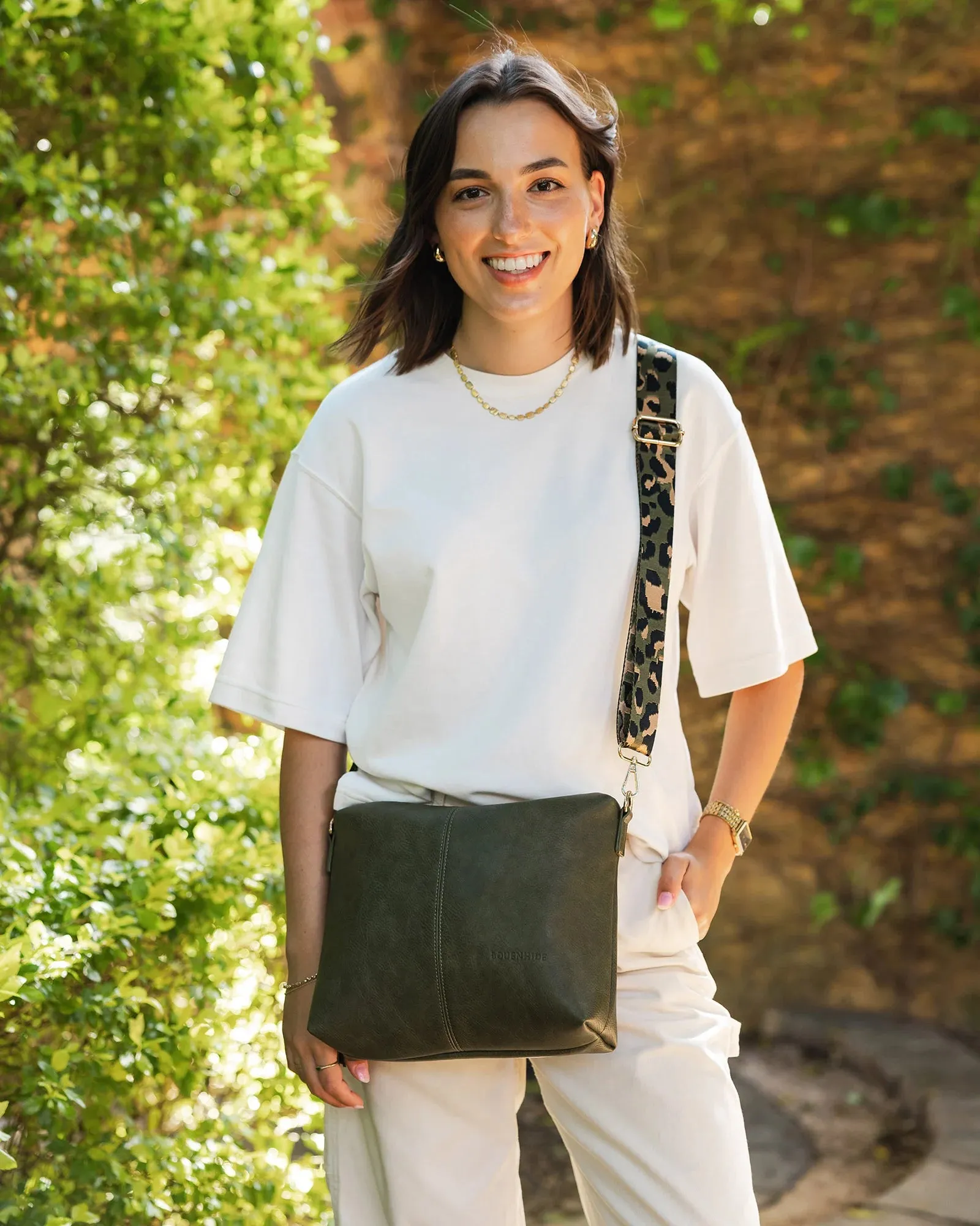 Daisy Crossbody Bag with Tyler Strap in Khaki