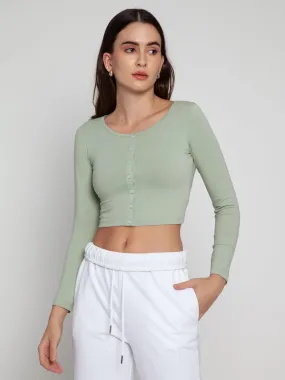 Desert Sage Henley Crop Top