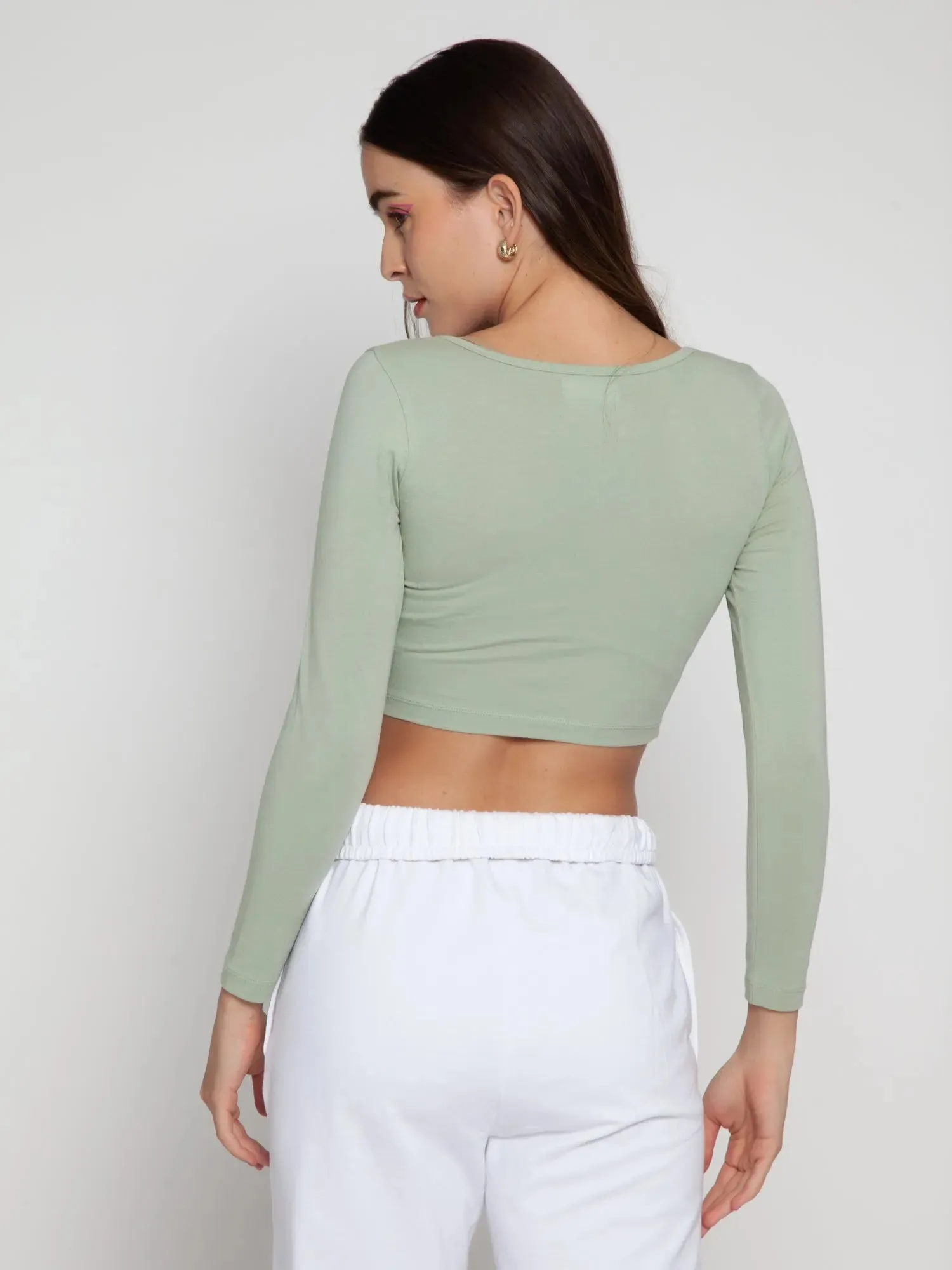 Desert Sage Henley Crop Top