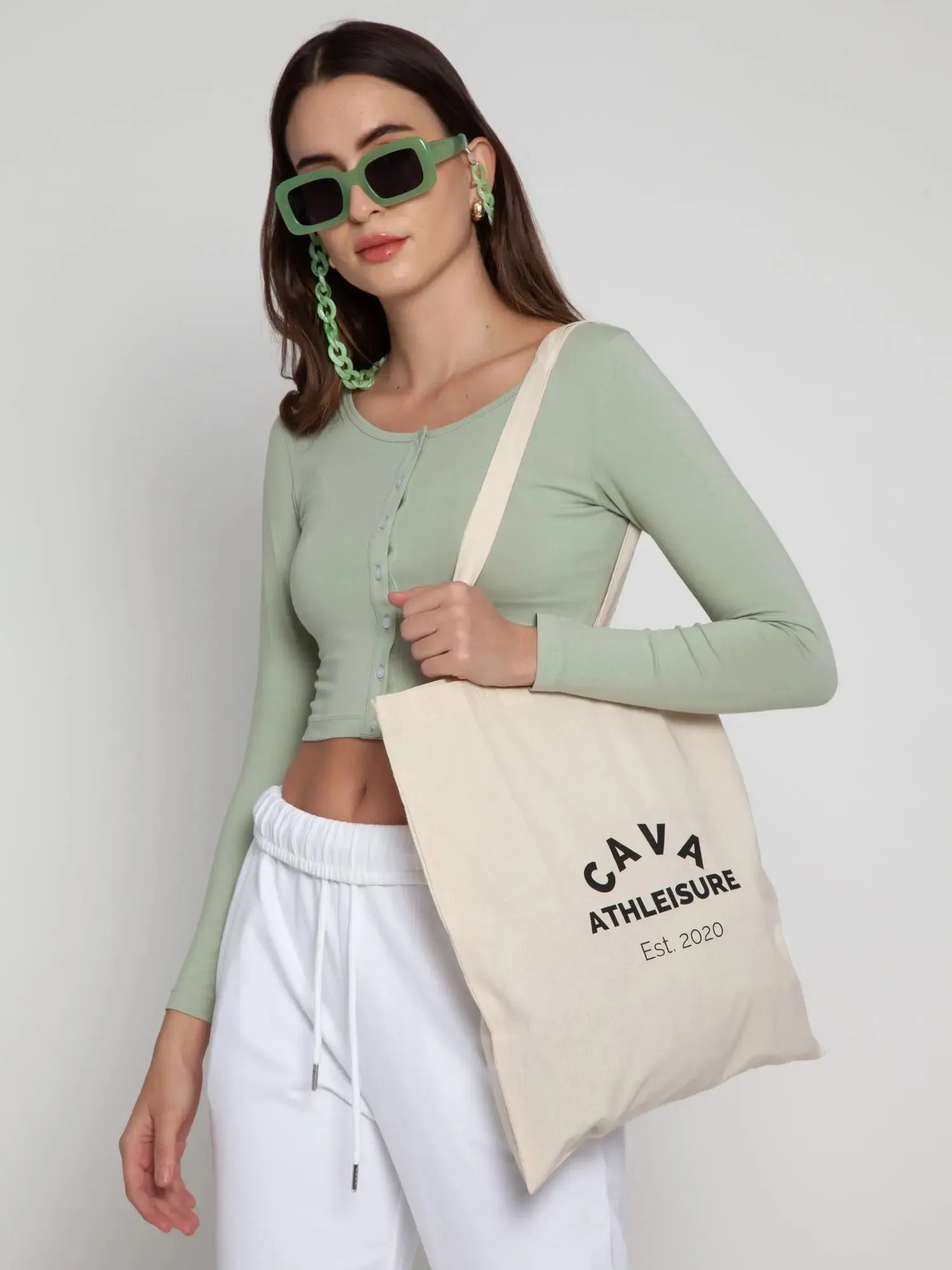 Desert Sage Henley Crop Top