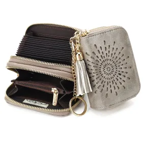 Double Zip Gray Card Holder