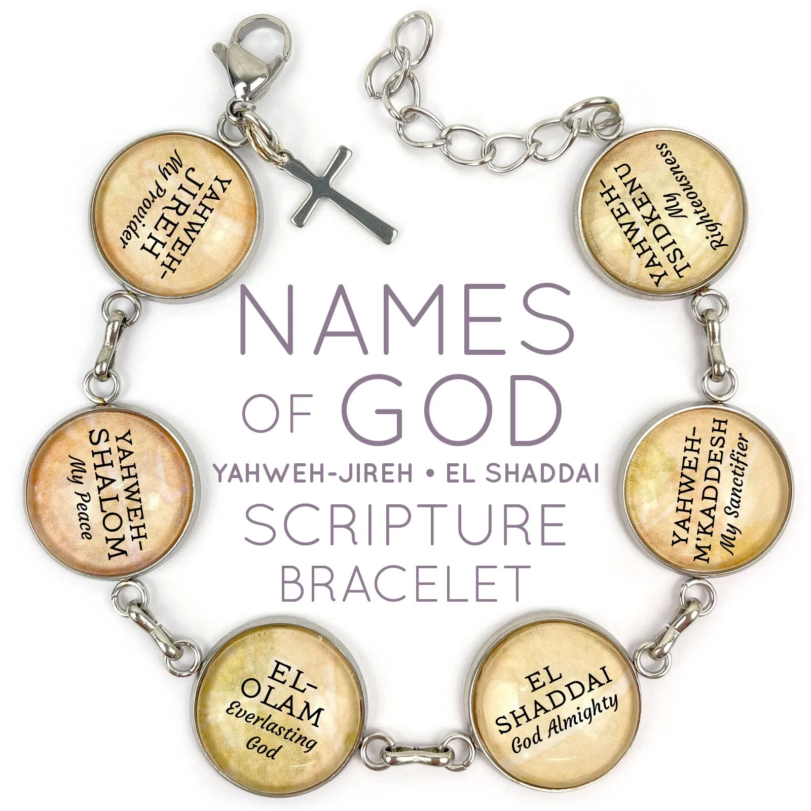 El-Olam, Everlasting God – Names of God Hebrew Scripture Pendant Necklace (2 Sizes) – Jewelry Set