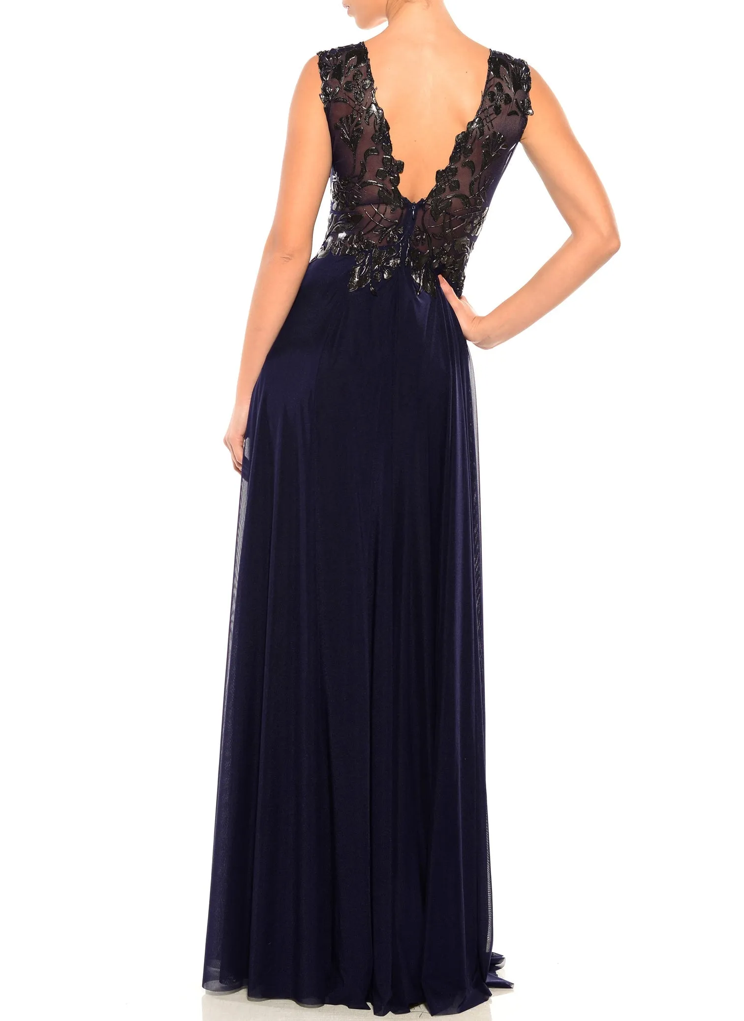 Ema Savahl Floor Length Double V-Neck Gown