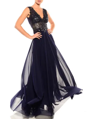 Ema Savahl Floor Length Double V-Neck Gown