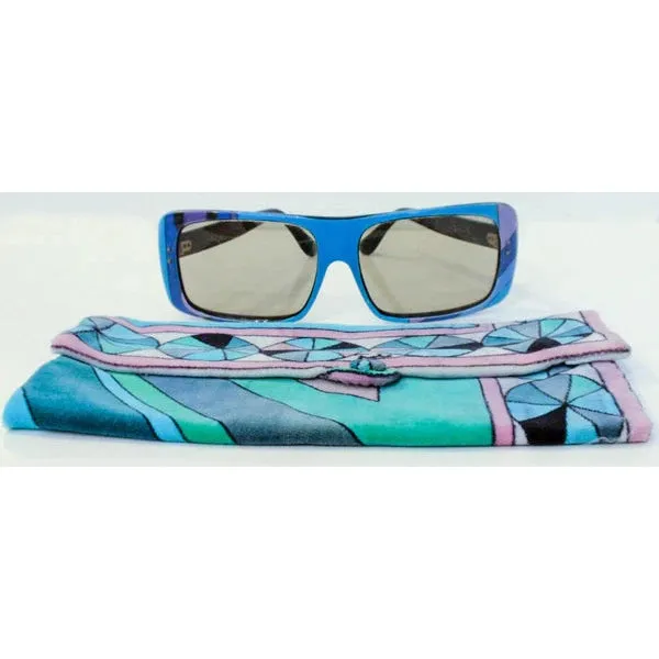 EMILIO PUCCI 1960s Blue Signature Print Sunglasses