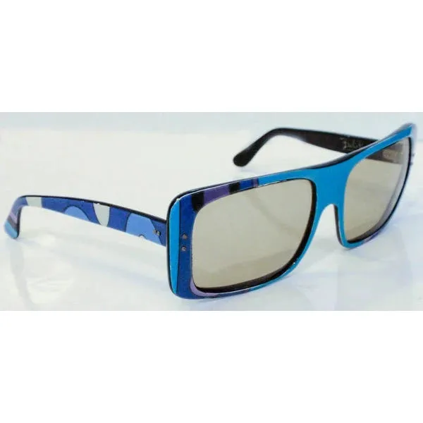 EMILIO PUCCI 1960s Blue Signature Print Sunglasses