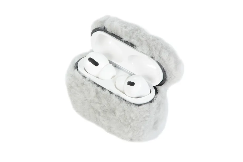 Gray Furry AirPod Holder