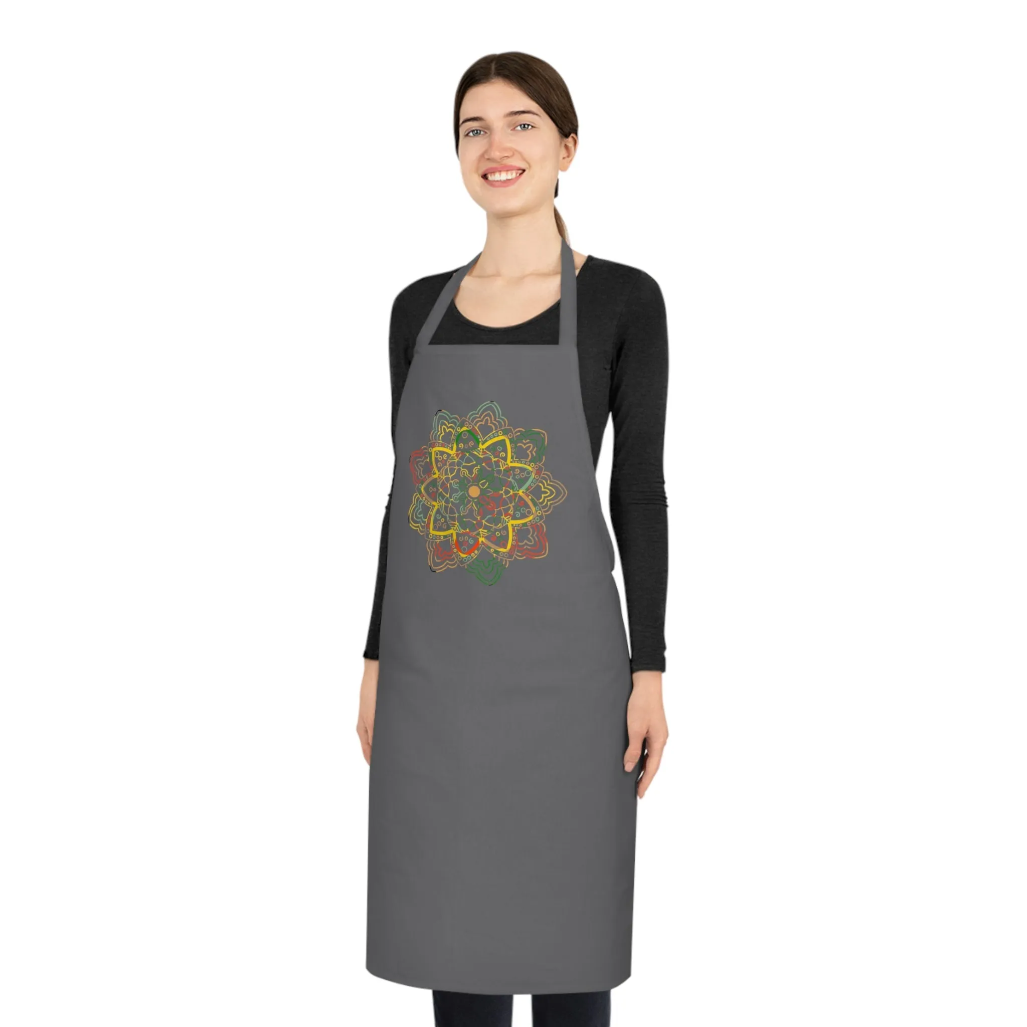 Hand-Drawn Mandala Art Cotton Apron - Ideal for Chefs & Home Cooks