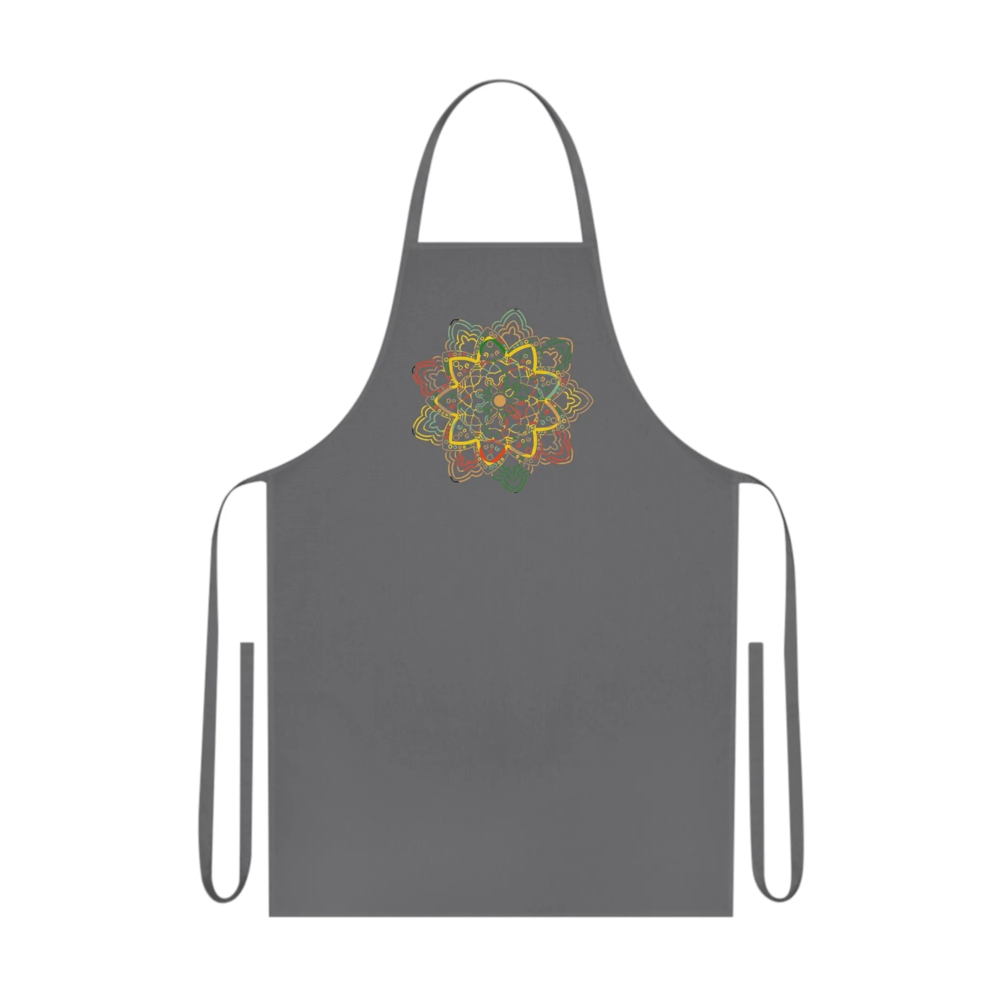 Hand-Drawn Mandala Art Cotton Apron - Ideal for Chefs & Home Cooks