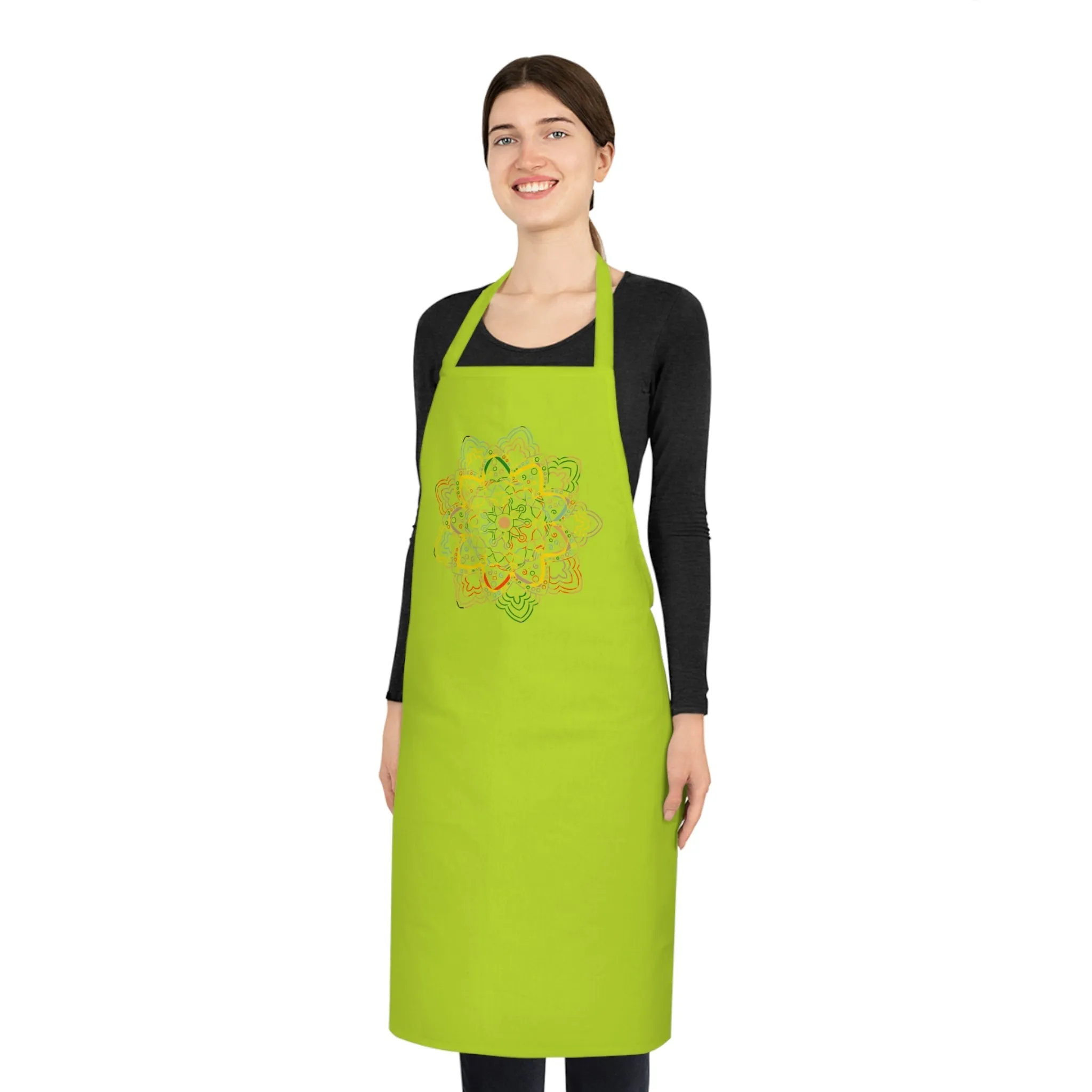 Hand-Drawn Mandala Art Cotton Apron - Ideal for Chefs & Home Cooks