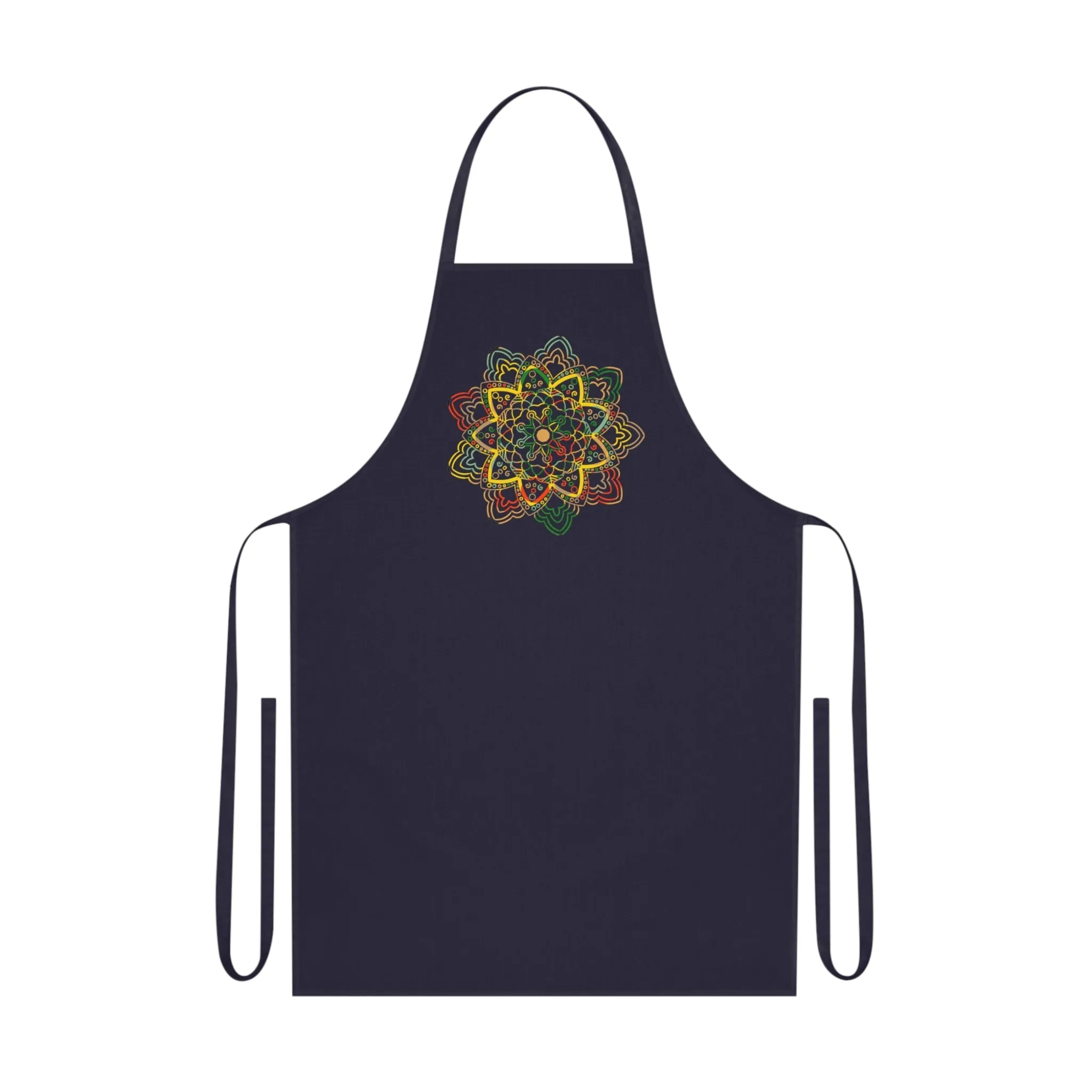 Hand-Drawn Mandala Art Cotton Apron - Ideal for Chefs & Home Cooks