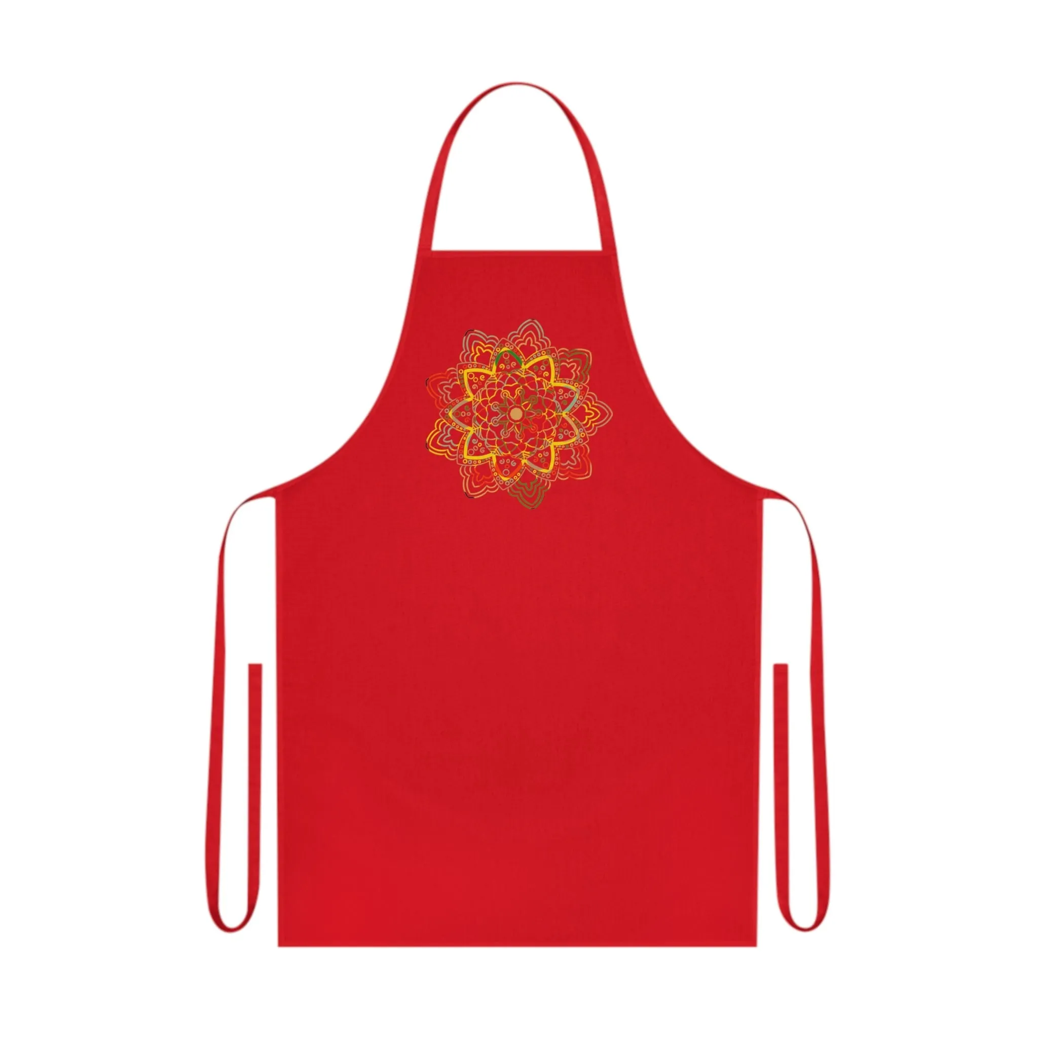 Hand-Drawn Mandala Art Cotton Apron - Ideal for Chefs & Home Cooks