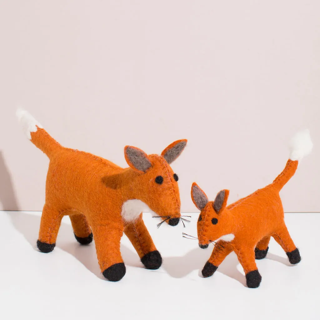 Hand Felted Fox Duo