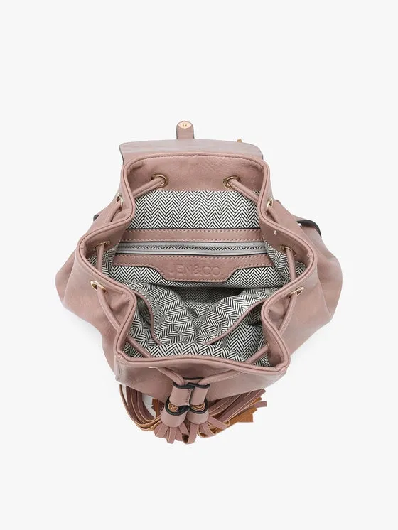 Jewel Distressed Bucket Backpack - Mauve