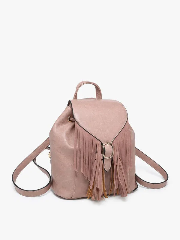 Jewel Distressed Bucket Backpack - Mauve