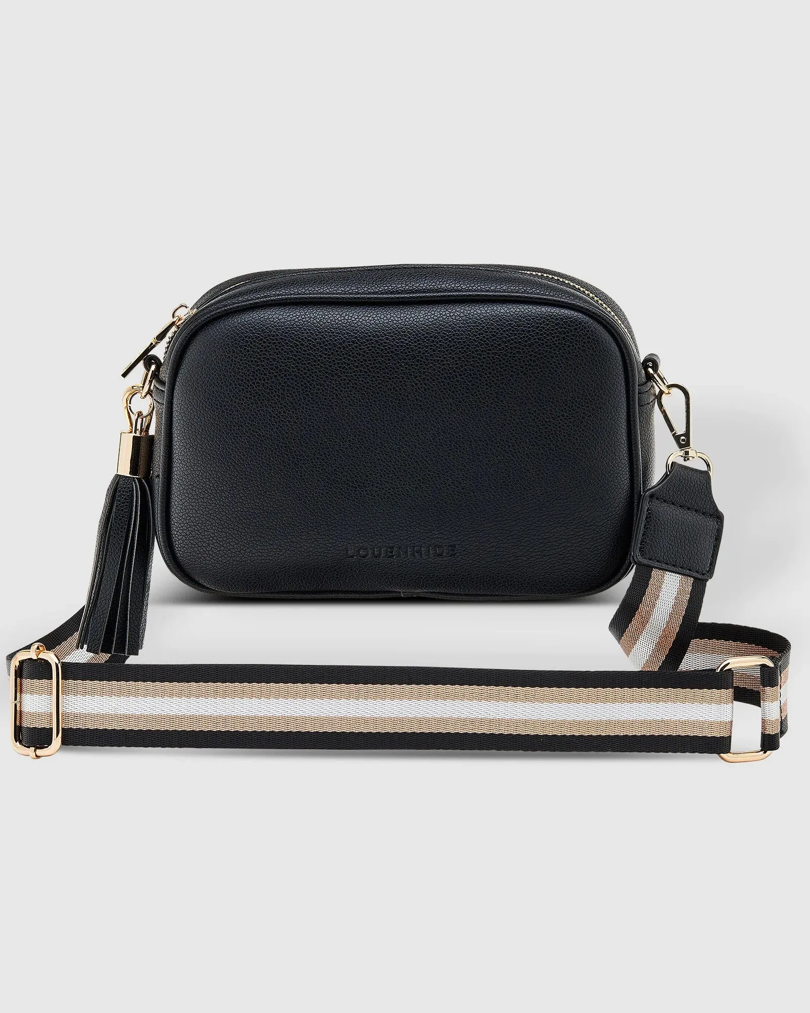 Louenhide Jacinta Crossbody Bag with Metallic Stripe Strap