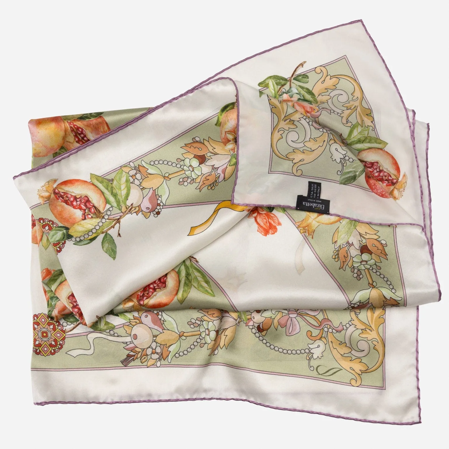 Melograno - Hand Rolled Silk Foulard - Venetian Glass Green