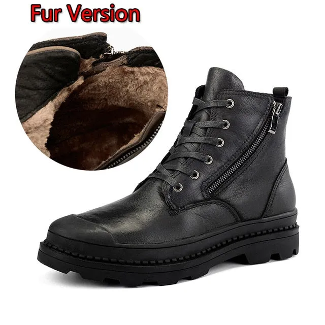 Men's Genuine Leather Waterproof Ankle Outdoor Boots