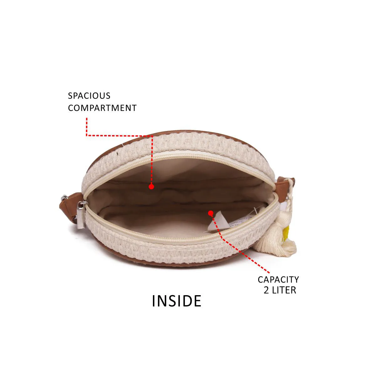 Natural Geometric Woven Crossbody Sling/Roung Sling Bag