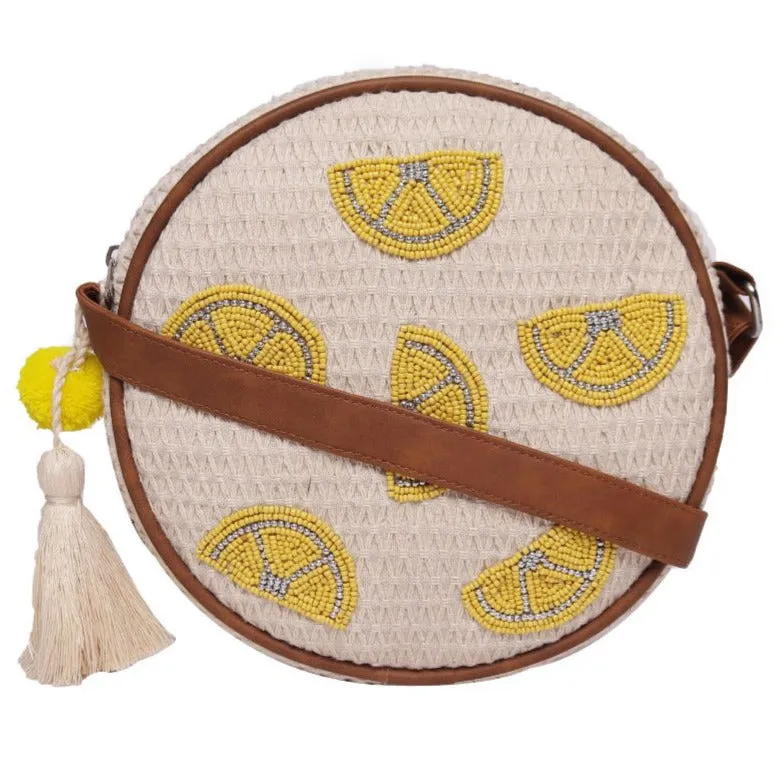 Natural Geometric Woven Crossbody Sling/Roung Sling Bag