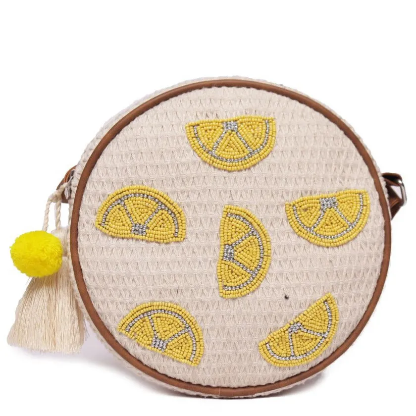 Natural Geometric Woven Crossbody Sling/Roung Sling Bag