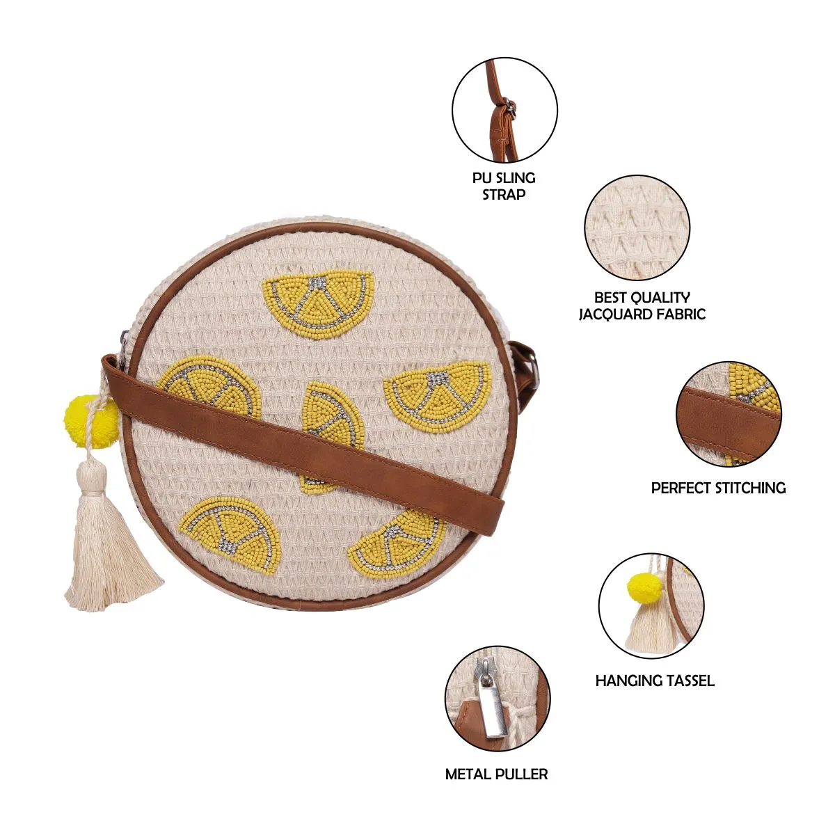 Natural Geometric Woven Crossbody Sling/Roung Sling Bag