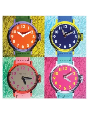 NeXtime Time Zones Glass Square Wall Clock - Multicolored Wristwatches - 17 in