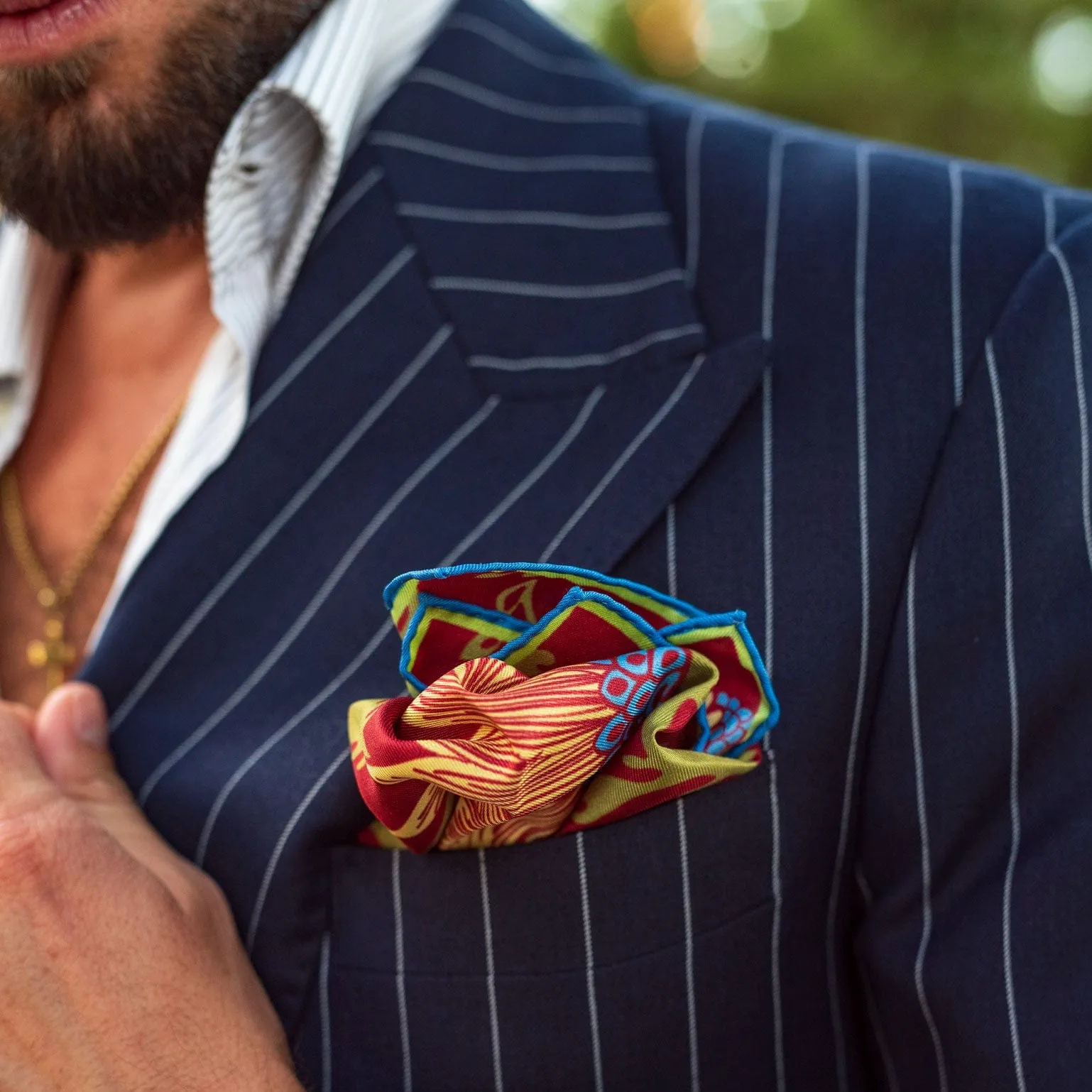 Pavone - Silk Pocket Square - Chianti