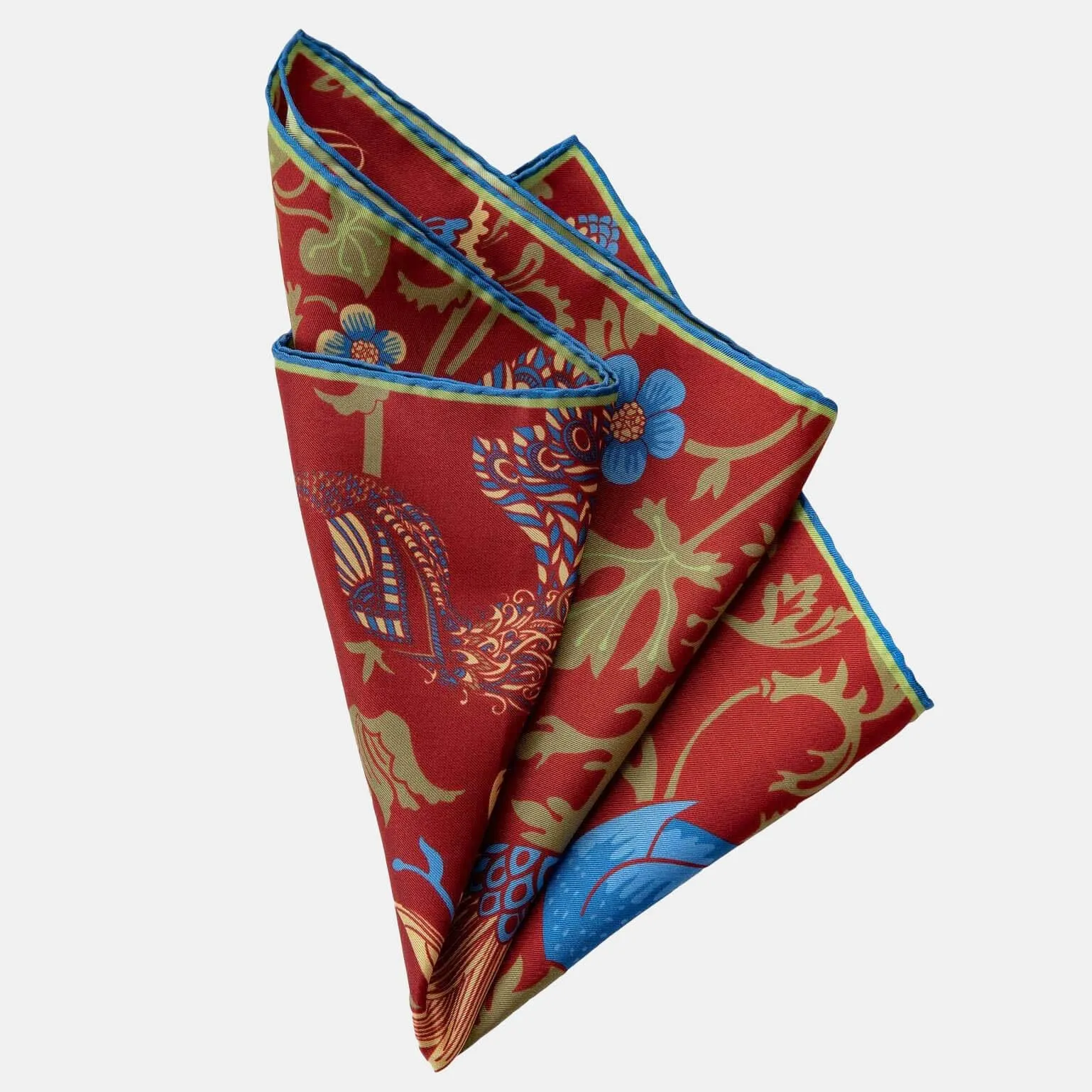 Pavone - Silk Pocket Square - Chianti