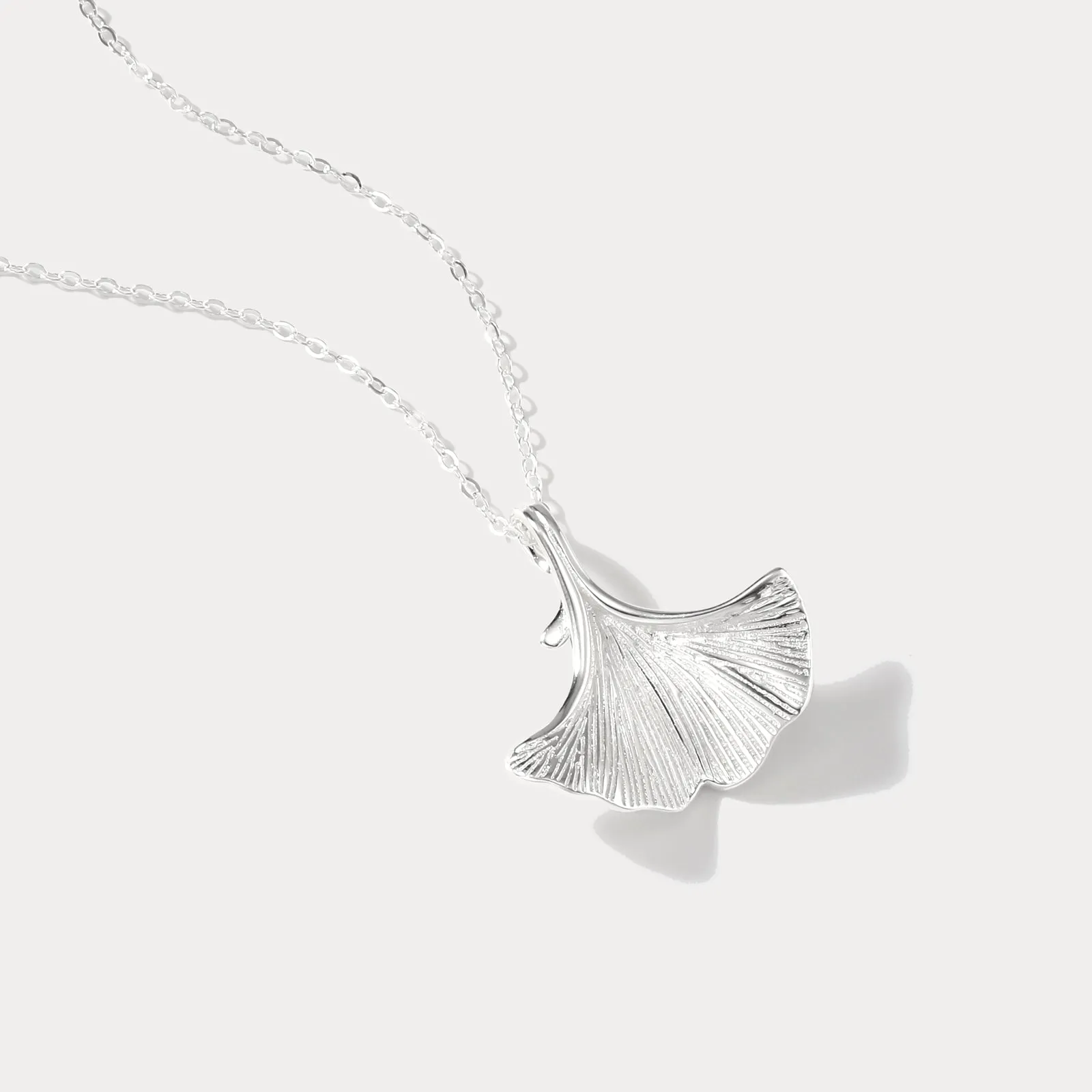 Silver Ginkgo Leaf Necklace