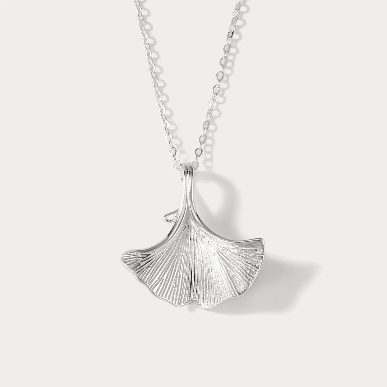 Silver Ginkgo Leaf Necklace