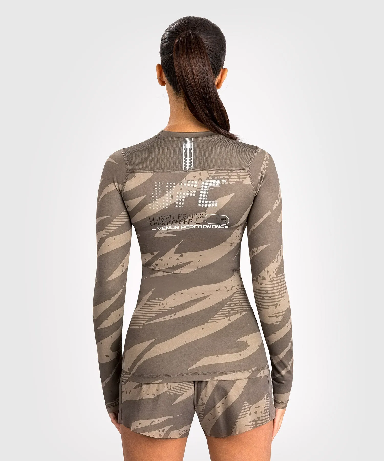 UFC Adrenaline by Venum Fight Week Women’s Performance Long Sleeve Rashguard - Desert Camo