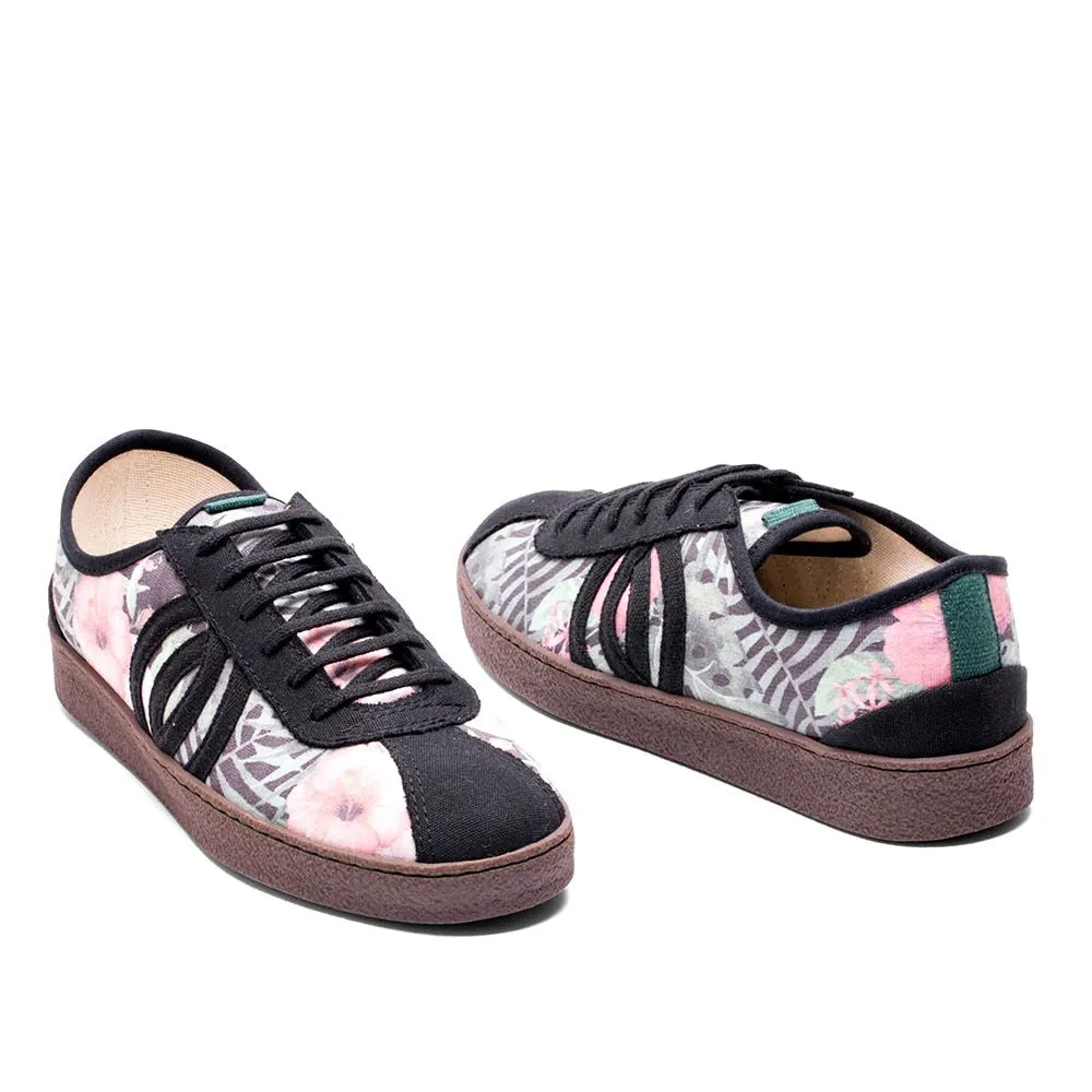 Vegan sneaker flowers black DIO005