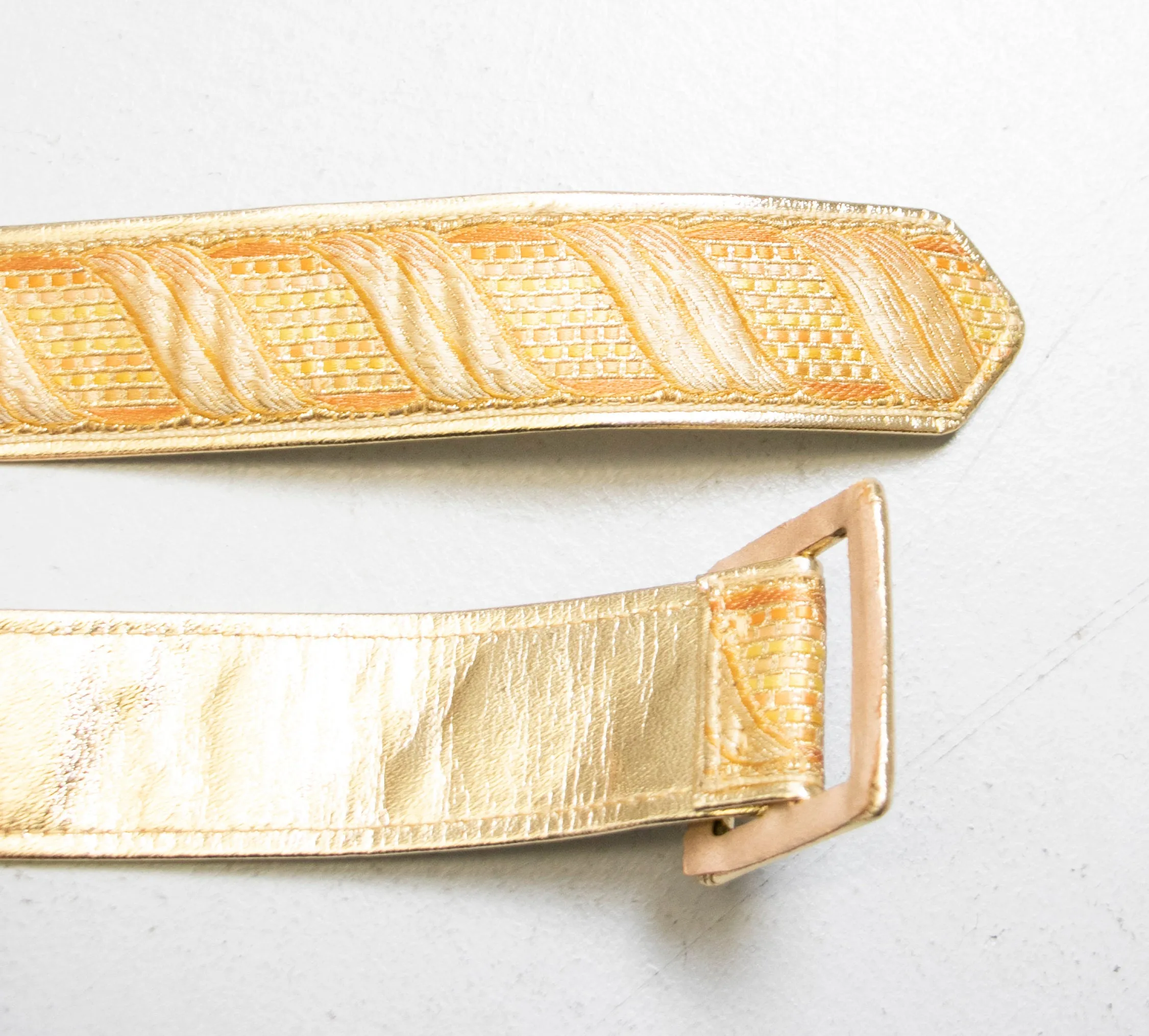 Vintage 1960s Belt Metallic Gold Leather Cinch Waist