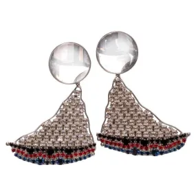 YVES SAINT LAURENT Crystal Sailboat Earrings Rare Collectors Item 1988